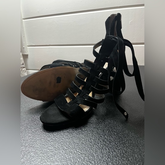 Sam Edelman Yarina strappy heels - chunky heel, suede, open toe, straps, 11 - Picture 6 of 8